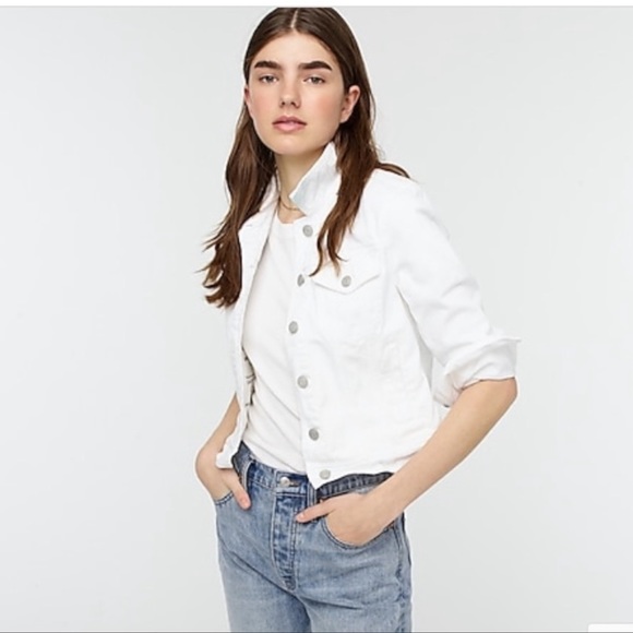 J.Crew Jean Jacket Cropped White Denim